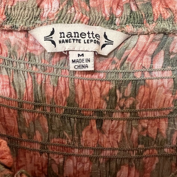 Fall cottage witch Smocked Puff Sleeve floral peasant Blouse size medium - Picture 4 of 4